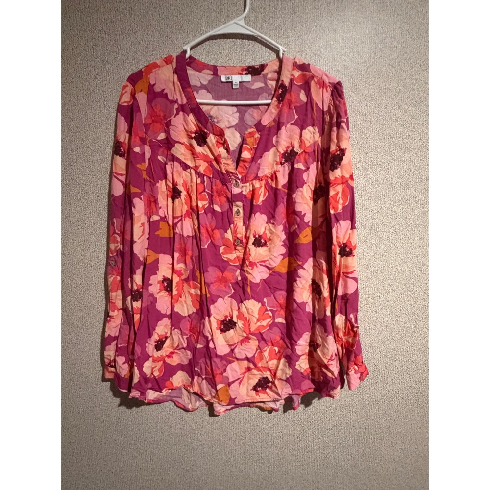 DR2 by Daniel Rainn Womens XL Pink Orange Floral Long Sleeve Blouse ZDR14064RY7